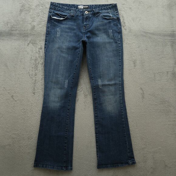 Guess Jeans Women's Size 31 Mid-Rise Comfort Bootcut Denim 31" Inseam Distressed - Picture 1 of 16